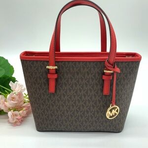 Michael Kors Brown and Red Tote Bag